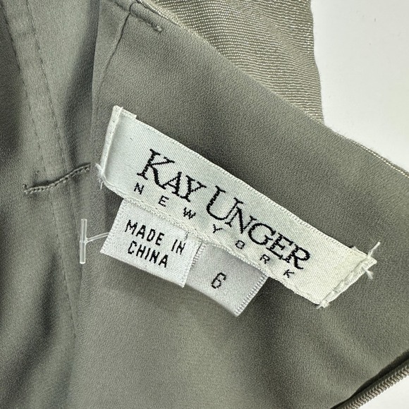 Kay Unger Strapless Metallic Dress 6 Sage Green Embellished Formal Cocktail Glam - Picture 3 of 8